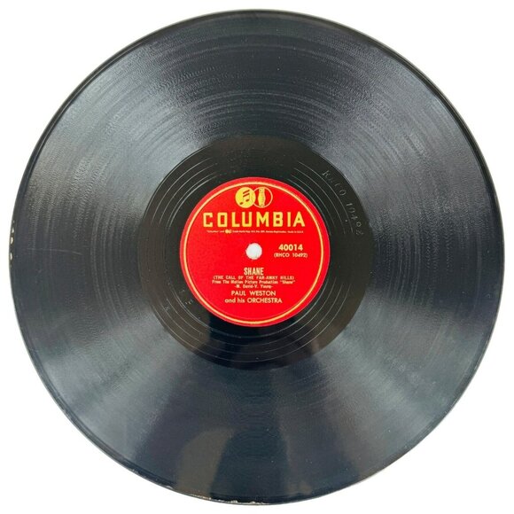 Paul Weston And His Orchestra Shane / Gigi 40014 Columbia Shellac Record 78 RPM - Picture 1 of 4